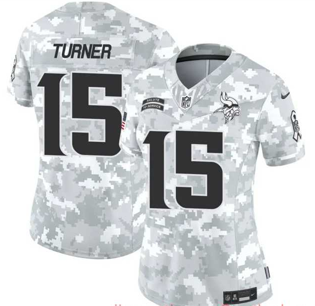 Womens Minnesota Vikings #15 Dallas Turner 2024 F.U.S.E Arctic Camo Salute To Service Limited Stitched Jersey Dzhi